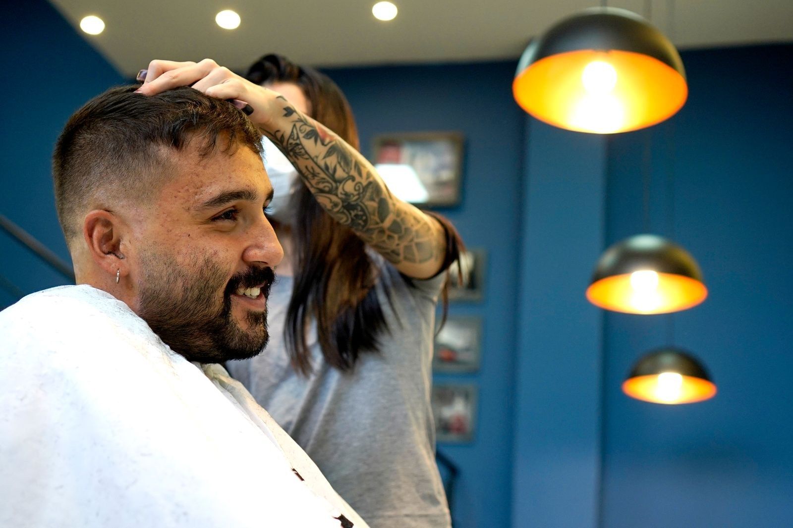 Cliente penteado ao fim do atendimento